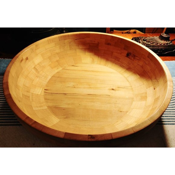 NEW Large Oversized Wooden Bowl Hand Crafted 17" Primitive Country